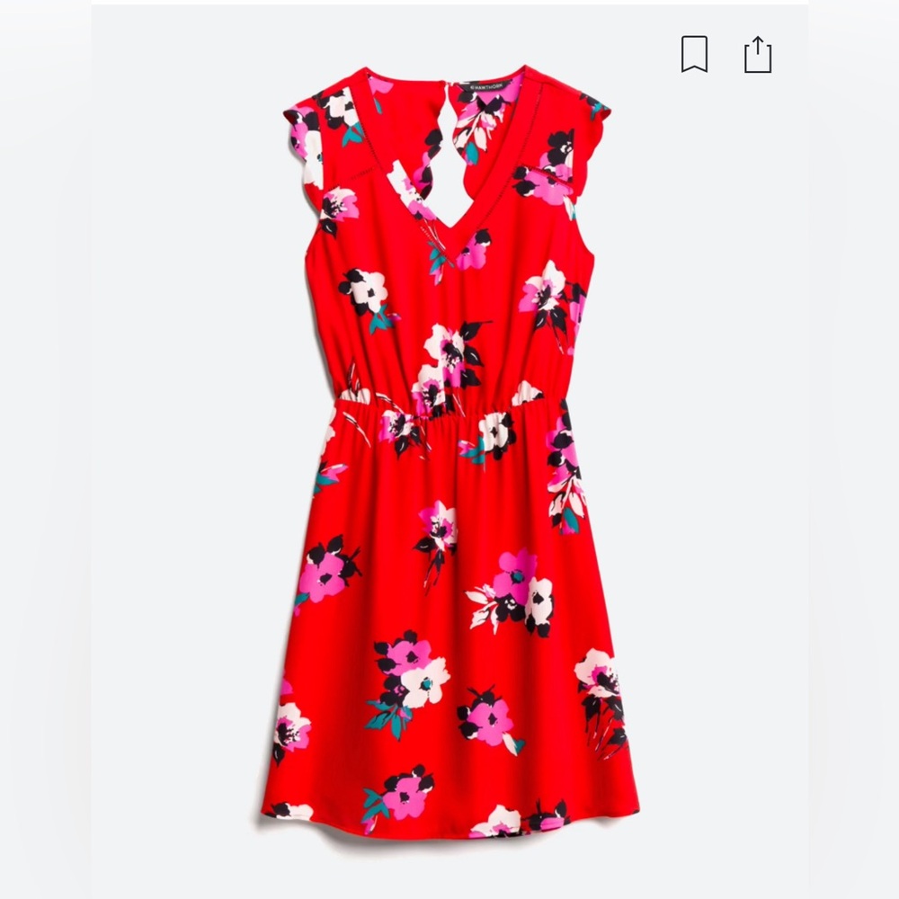 41 HAWTHORN, Red Midnight Scallop Detail Dress, Size Large